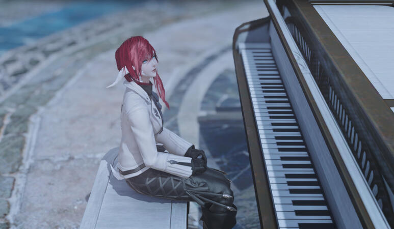 Her piano playing skills came back to her and her soul remembers playing piano with Hades.