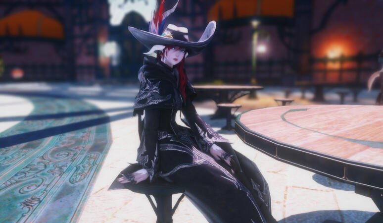 Sitting in the Crystarium at her favorite table in The Wandering Stairs