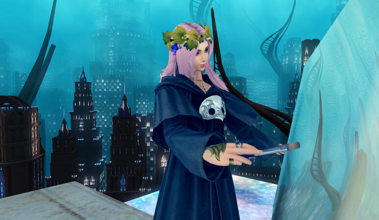 Persephone often paints the landscapes of her journeys then uses her magic to make them small pieces she can take with her.